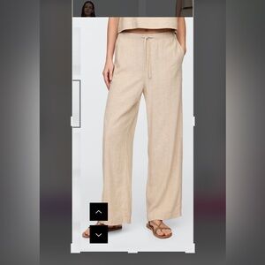 GAP Women's Beige Wide Leg Linen Blend Pants, Size M